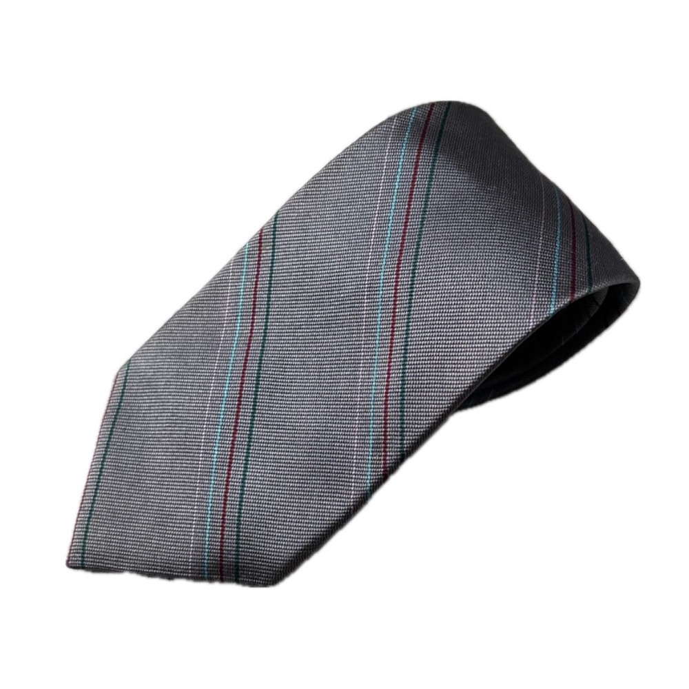 PAUL STUART VINTAGE SILK HANDMADE STRIPED TIE GRAY